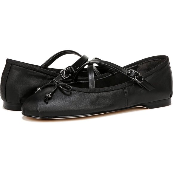 Circus NY by Sam Edelman Women's Black Leather Cross Strap Zuri Ballet Flat - Picture 6 of 6